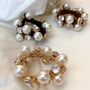 Elegant Pearl and Crystal Hair Ties